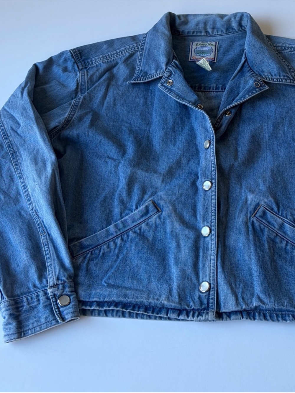 Vintage St. John’s Bay Cropped Denim Snap Button Jacket
